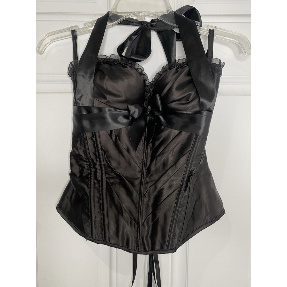 Charmian Women's Medium Burlesque Vintage Fashion Classic Satin Bustier Corset - Picture 3 of 14